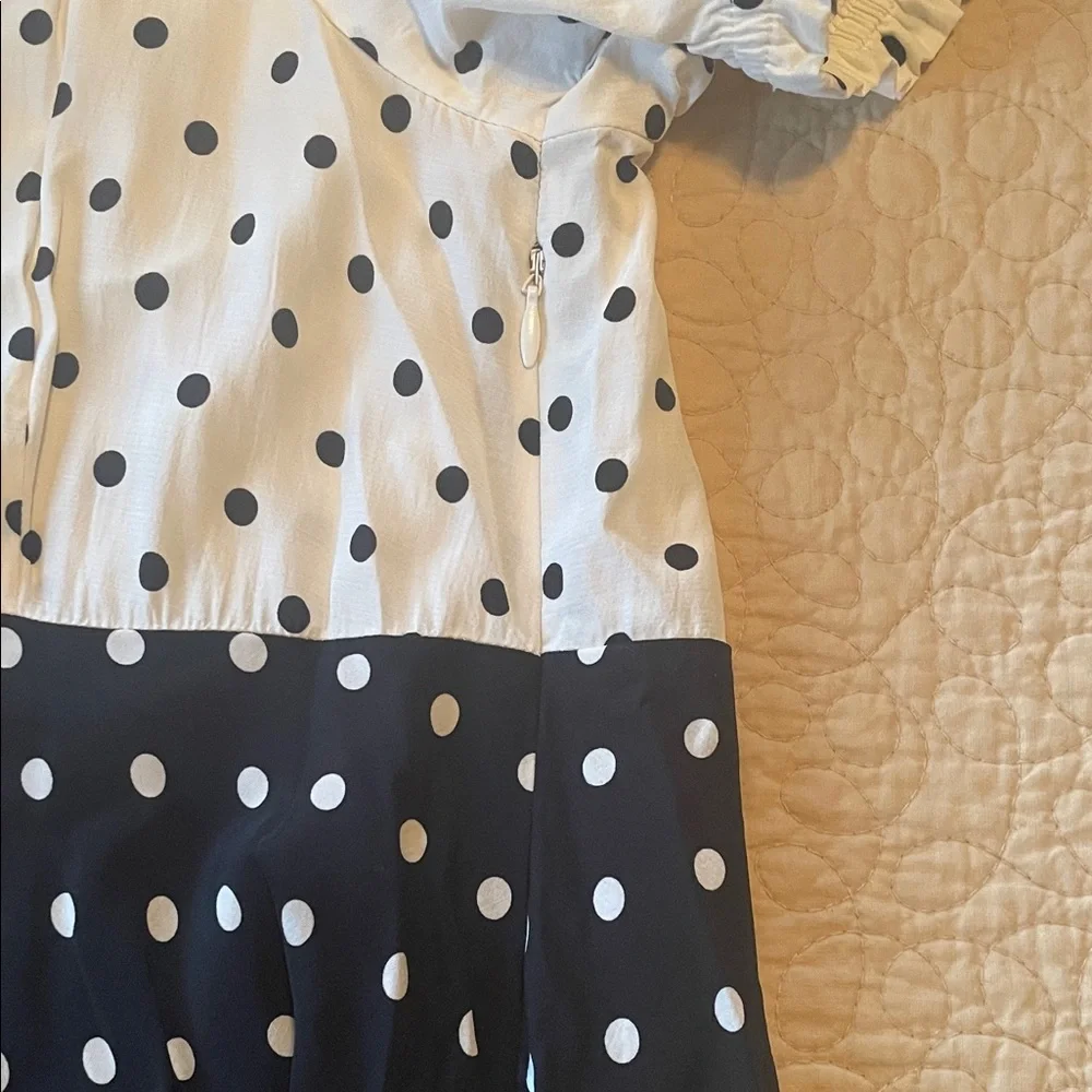 a new day Black and White Polka Dot V-Neck Midi Dress - Picture 6 of 7